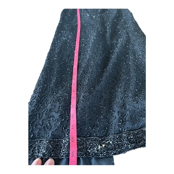 Laurence Kazar NY 100% Silk Shell Black Sequin  Beaded Cocktail Dress Size M - Picture 9 of 13